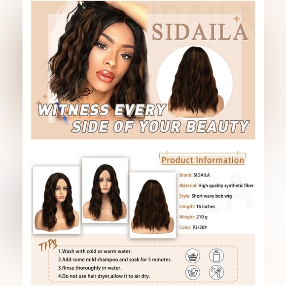 Middle Part Lace Front Wig Shoulder Length Wavy Synthetic Natural Brown 16” NEW - Picture 6 of 12